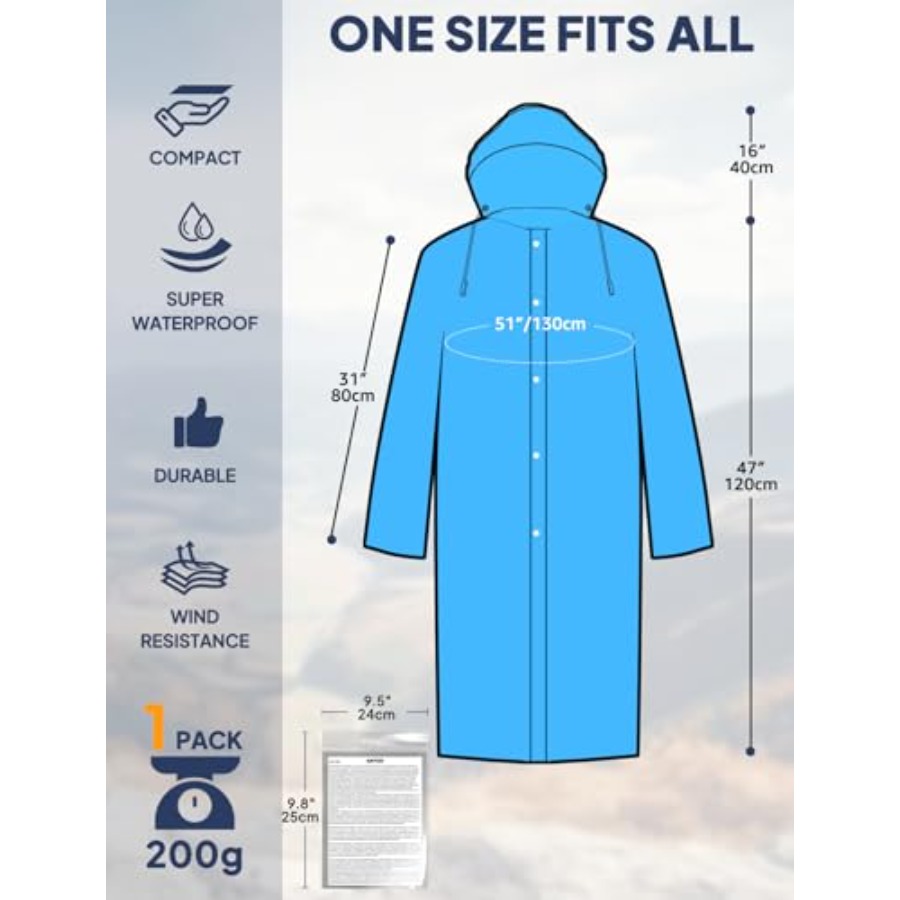ANYOO Pacote com 2 Ponchos de  - Emergency Poncho Rain avaliação e preço